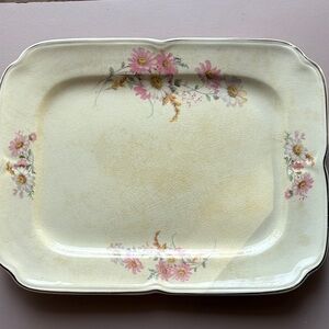 The Edwin Knowles  Elegant Cream Floral Serving Platter with gold rim